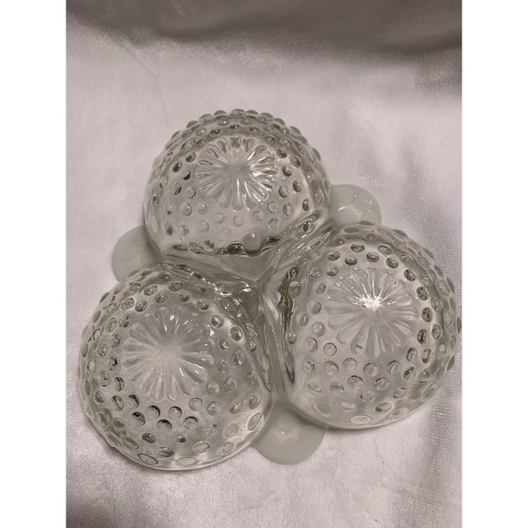 MOONSTONE OPALESCENT HOBNAIL 3-PART DIVIDED SERVING DISH 1940s-1950s - Picture 4 of 6